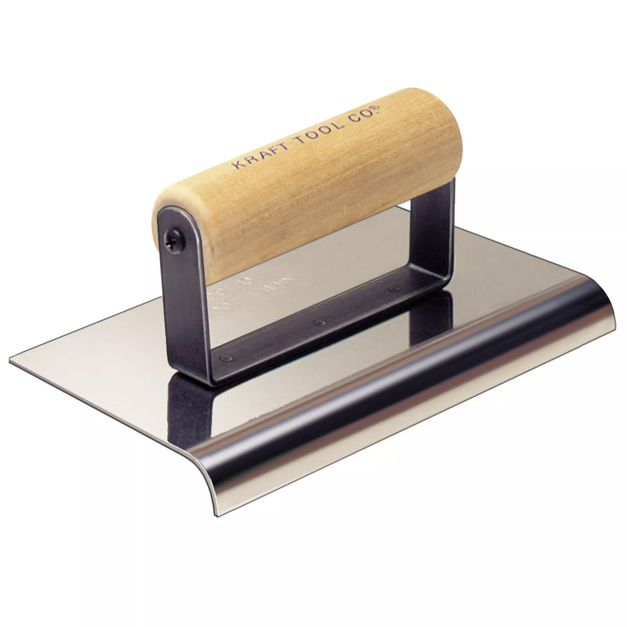 10-x-5-3-4-2-r-stainless-steel-highway-edger-with-wood-handle 10" x 5-3/4" 2"R Stainless Steel Highway Edger with Wood Handle