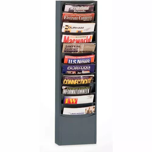 11-pocket-vertical-literature-rack-gray 11 Pocket Vertical Literature Rack - Gray
