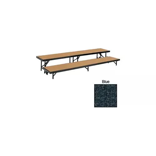 2 Level Straight Riser with Carpet - 96"L x 18"W - 8"H & 16"H - Blue