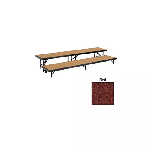 2-level-straight-riser-with-carpet-96-l-x-18-w-8-h-16-h-red 2 Level Straight Riser with Carpet - 96"L x 18"W - 8"H & 16"H - Red
