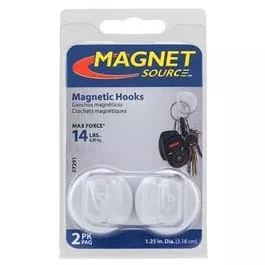 2-piece-white-magnetic-hooks-14-lb-pull 2-Piece White Magnetic Hooks - 14-Lb. Pull