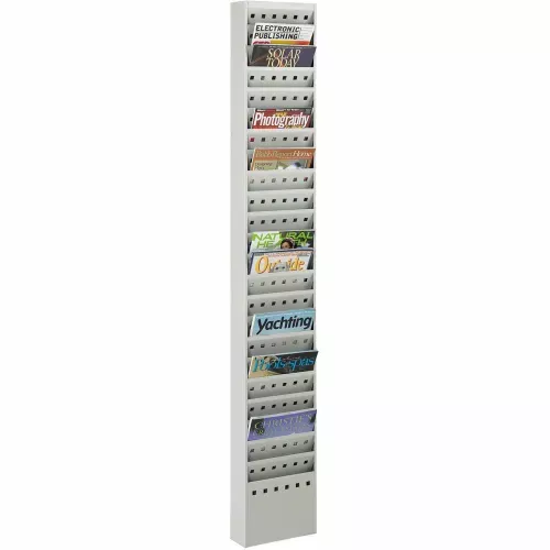 23-pocket-steel-magazine-rack-gray 23 Pocket Steel Magazine Rack - Gray