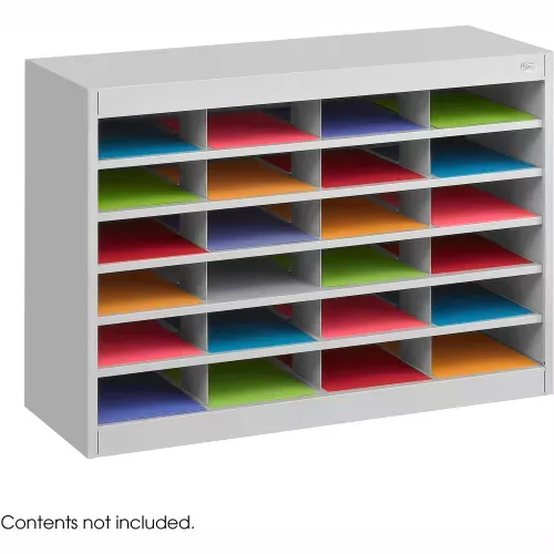 24-compartment-steel-literature-organizer-gray 24 Compartment Steel Literature Organizer - Gray