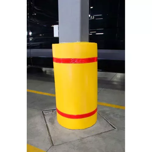 44-h-x-72-w-soft-nylon-column-protector-yellow-cover-red-tapes 44"H x 72"W Soft Nylon Column Protector - Yellow Cover/Red Tapes