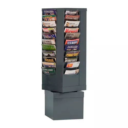 44-pocket-rotary-literature-rack-gray 44 Pocket Rotary Literature Rack - Gray