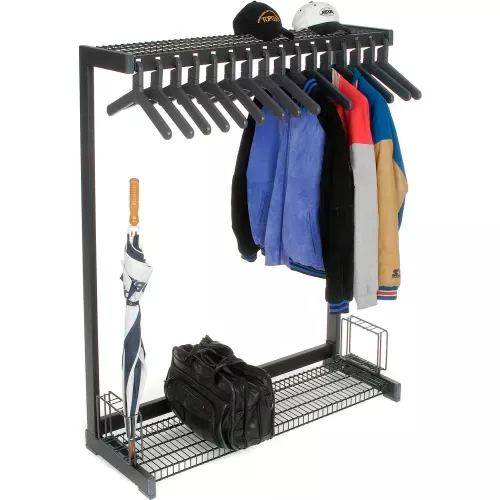 48-w-floor-rack-with-16-hangers-black 48"W Floor Rack With 16 Hangers - Black