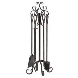 5-piece-bronze-scroll-top-fireplace-tool-set 5-Piece Bronze Scroll-Top Fireplace Tool Set