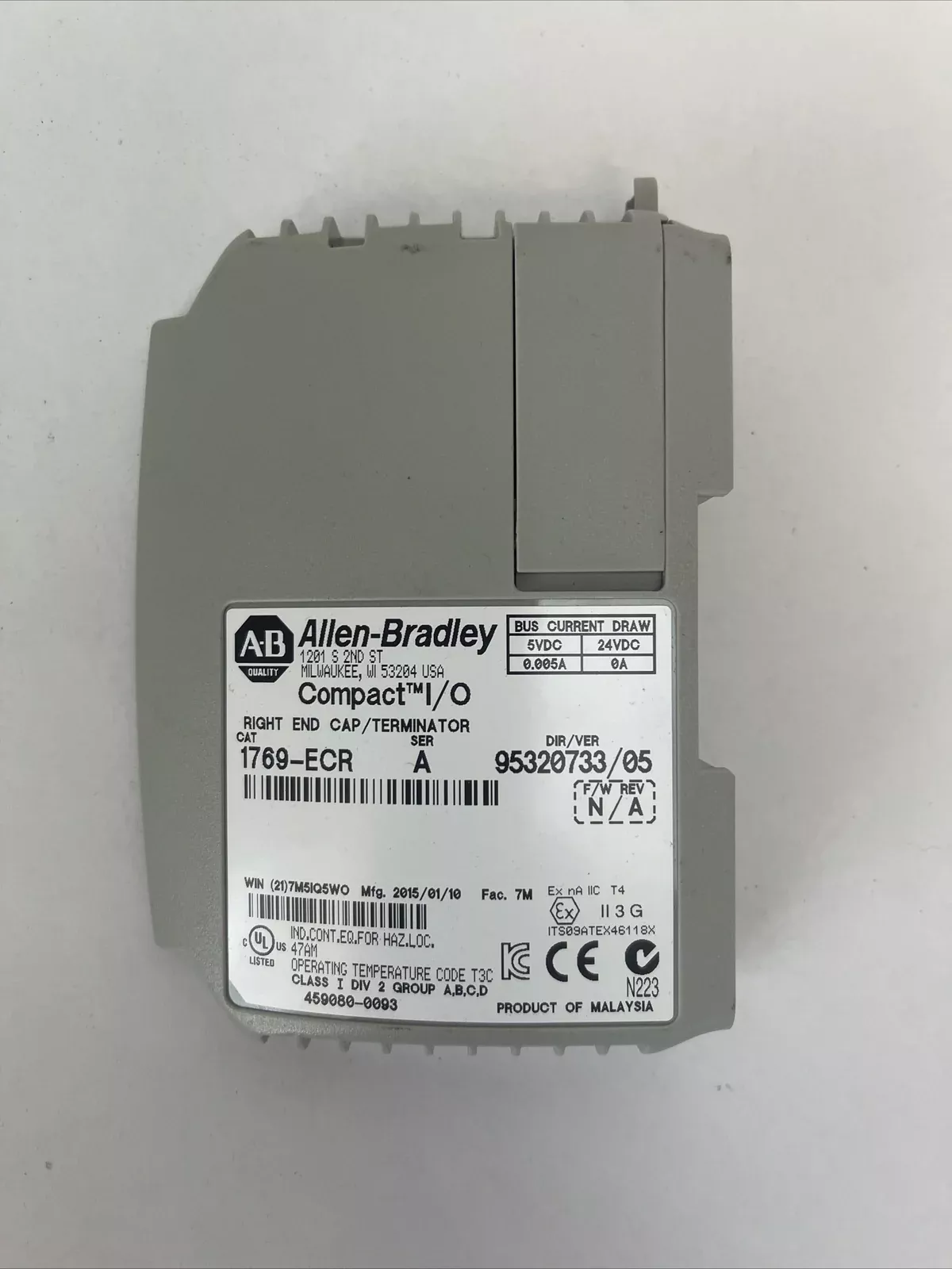 allen-bradley-1769-ecr-compact-i-o-ser-right-end-cap-terminator-f-w-rev-n ALLEN BRADLEY 1769-ECR COMPACT I/O SER A RIGHT END CAP / TERMINATOR F/W REV N/A