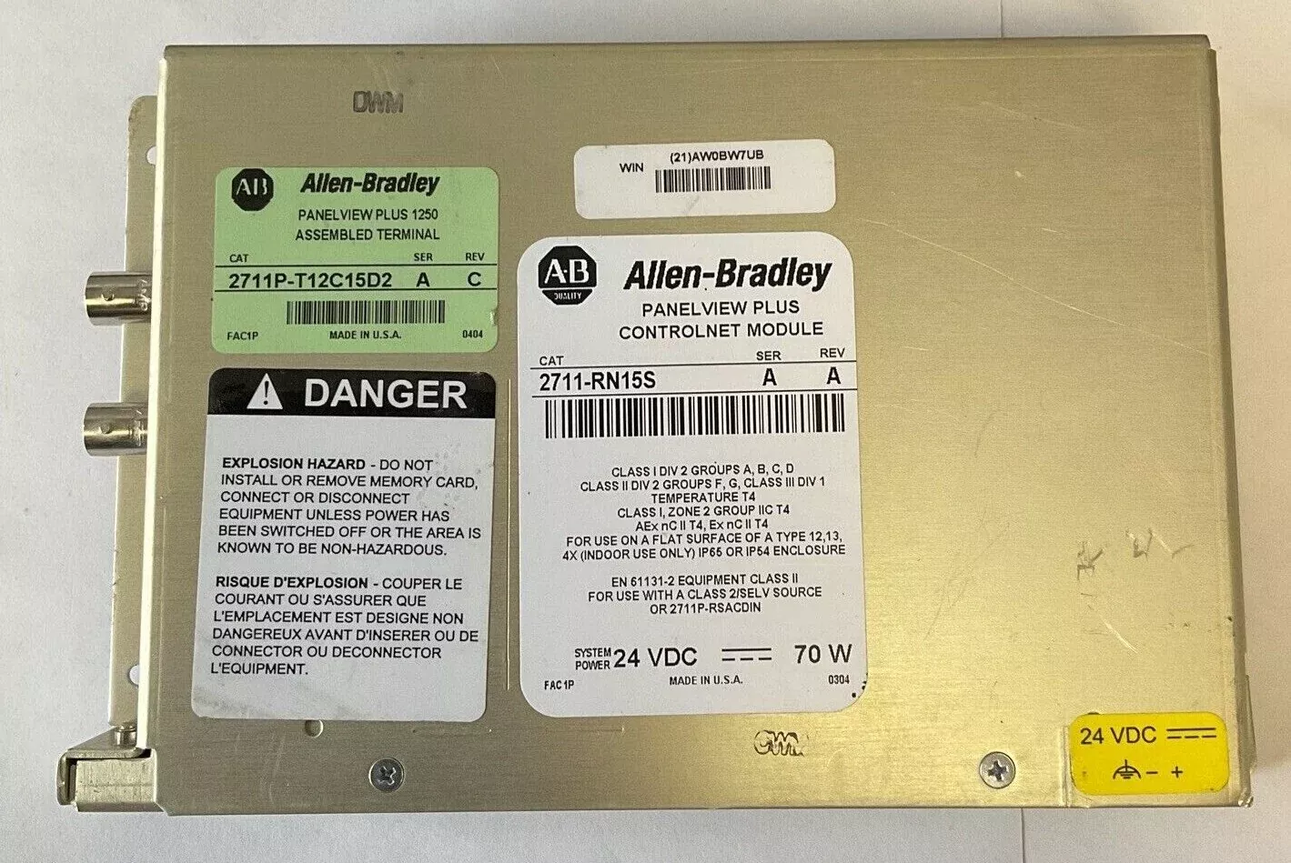allen-bradley-2711-rn15s-panelview-plus-controlnet-module-ser-rev-24vdc-70w ALLEN BRADLEY 2711-RN15S PANELVIEW PLUS CONTROLNET MODULE SER.A REV.A 24VDC 70W