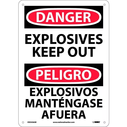 bilingual-aluminum-sign-danger-explosives-keep-out Bilingual Aluminum Sign - Danger Explosives Keep Out