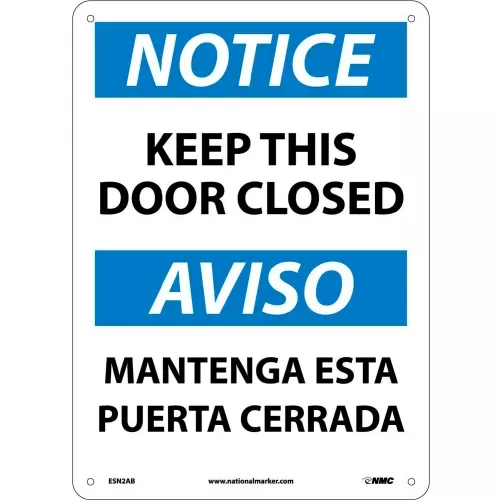 bilingual-aluminum-sign-notice-keep-this-door-closed Bilingual Aluminum Sign - Notice Keep This Door Closed