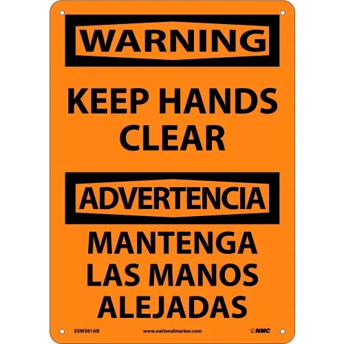 bilingual-aluminum-sign-warning-keep-hands-clear Bilingual Aluminum Sign - Warning Keep Hands Clear
