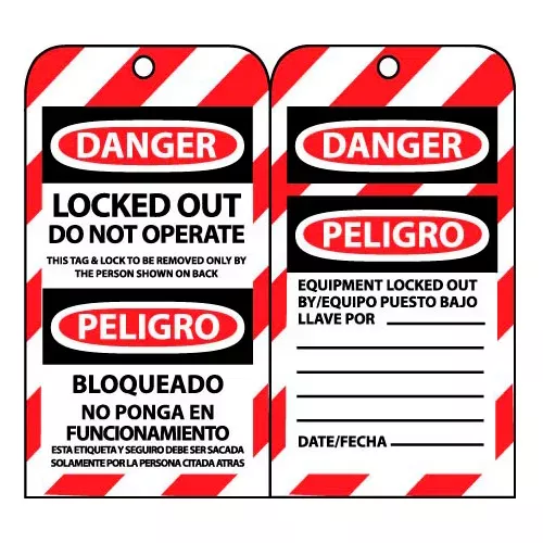 bilingual-lockout-tags-locked-out-do-not-operate Bilingual Lockout Tags - Locked Out Do Not Operate