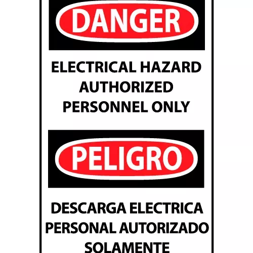 bilingual-machine-labels-danger-electrical-hazard-authorized-personnel-only Bilingual Machine Labels - Danger Electrical Hazard Authorized Personnel Only