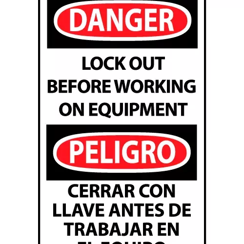 bilingual-machine-labels-danger-lockout-before-working-on-equipment Bilingual Machine Labels - Danger Lockout Before Working On Equipment