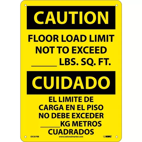 bilingual-plastic-sign-caution-floor-load-limit-not-to-exceed Bilingual Plastic Sign - Caution Floor Load Limit Not To Exceed