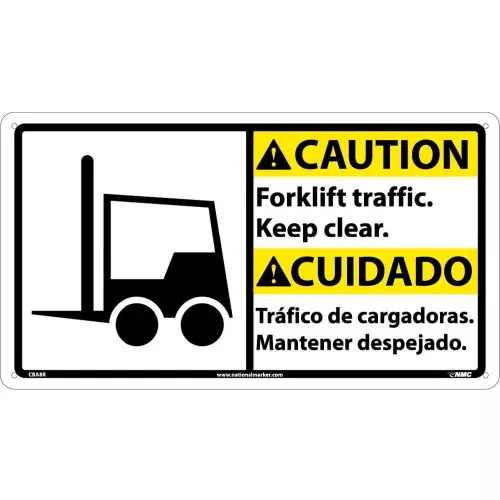 bilingual-plastic-sign-caution-forklift-traffic-keep-clear Bilingual Plastic Sign - Caution Forklift Traffic Keep Clear