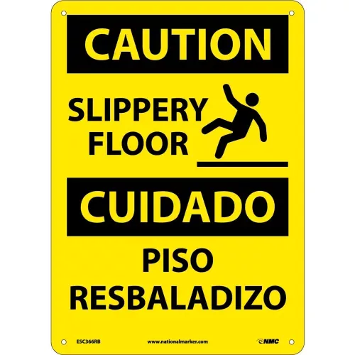 bilingual-plastic-sign-caution-slippery-floor Bilingual Plastic Sign - Caution Slippery Floor