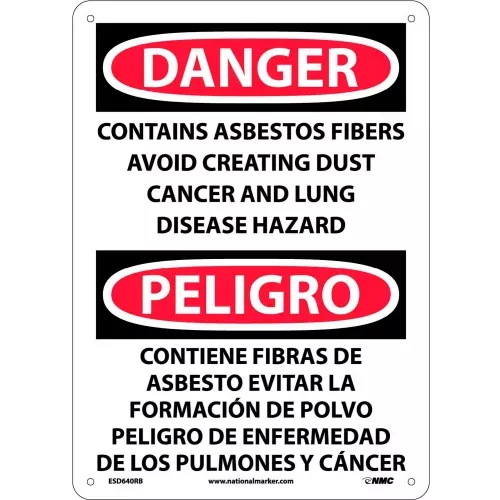 bilingual-plastic-sign-danger-contains-asbestos-fibers-avoid-creating-dust Bilingual Plastic Sign - Danger Contains Asbestos Fibers Avoid Creating Dust