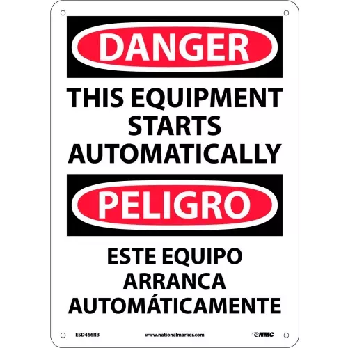 bilingual-plastic-sign-danger-this-equipment-starts-automatically Bilingual Plastic Sign - Danger This Equipment Starts Automatically