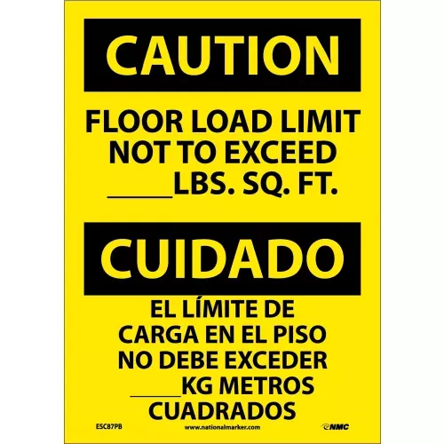 bilingual-vinyl-sign-caution-floor-load-limit-not-to-exceed Bilingual Vinyl Sign - Caution Floor Load Limit Not To Exceed