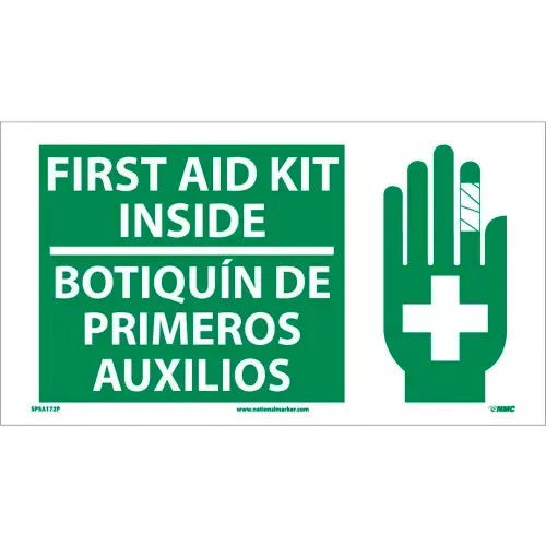 bilingual-vinyl-sign-first-aid-kit-inside Bilingual Vinyl Sign - First Aid Kit Inside