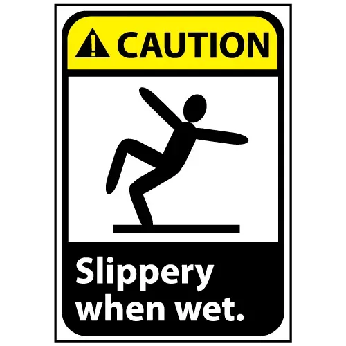 Caution Sign 10x7 Rigid Plastic - Slippery When Wet