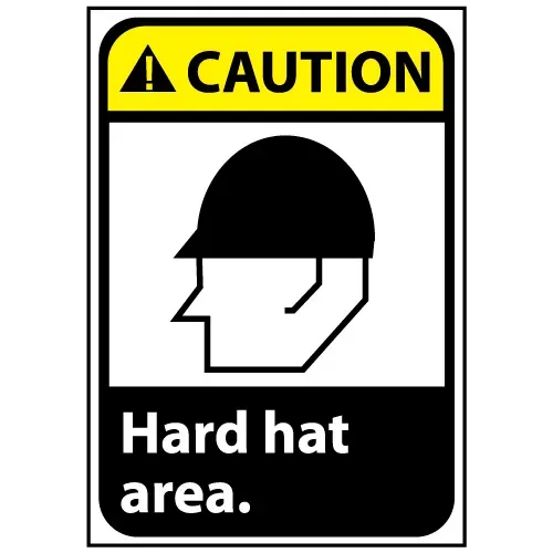 Caution Sign 14x10 Rigid Plastic - Hard Hat Area