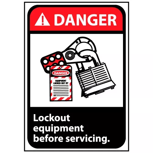 Danger Sign 10x7 Rigid Plastic - Lock Out Equipment Before Servicing