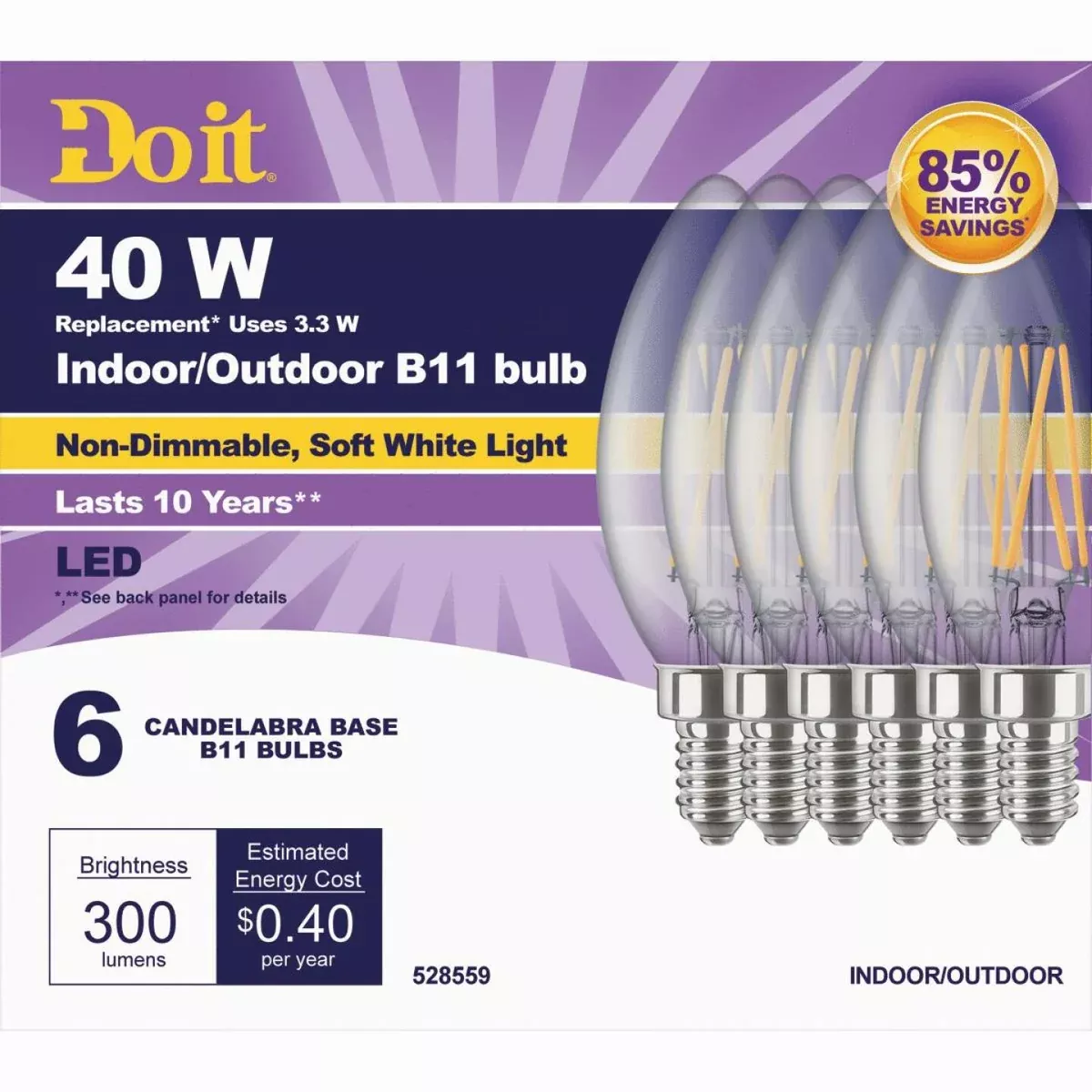 do-it-40w-equivalent-soft-white-b11-candelabra-led-decorative-light-bulb-6-pack Do it 40W Equivalent Soft White B11 Candelabra LED Decorative Light Bulb (6-Pack)