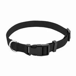 Dog Collar, Adjustable, Black Nylon, Quadlock Buckle, 3/8 x 12-In.