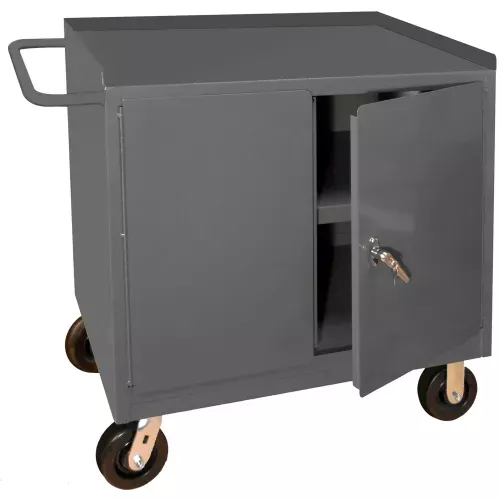 durham-mfg-mobile-bench-cabinet-2-locking-doors-shelf-36-w-x-24-d-gray Durham Mfg. Mobile Bench Cabinet, 2 Locking Doors, Shelf, 36" W x 24"D, Gray