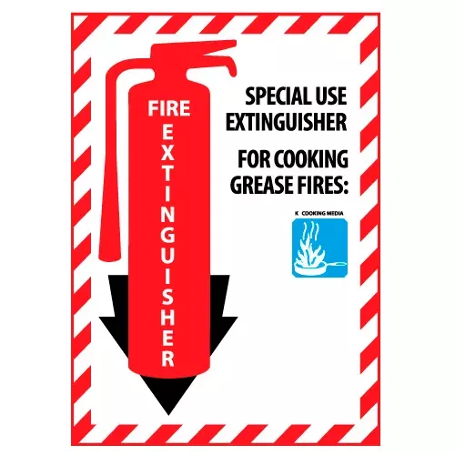 fire-extinguisher-class-marker-special-use-cooking-grease-fires-plastic Fire Extinguisher Class Marker - Special Use For Cooking Grease Fires - Plastic
