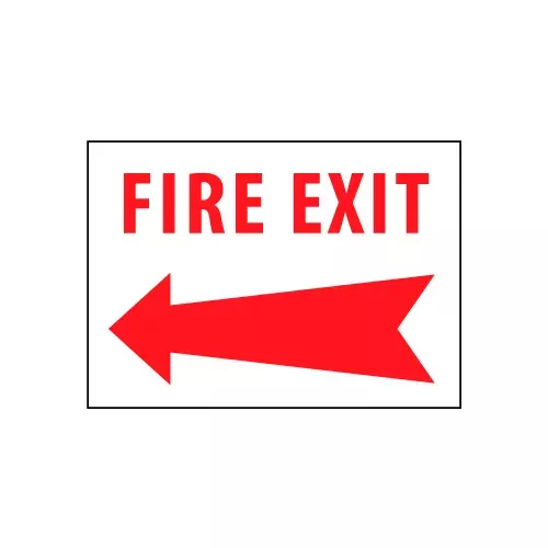 fire-safety-sign-fire-exit-with-left-arrow-plastic Fire Safety Sign - Fire Exit with Left Arrow - Plastic
