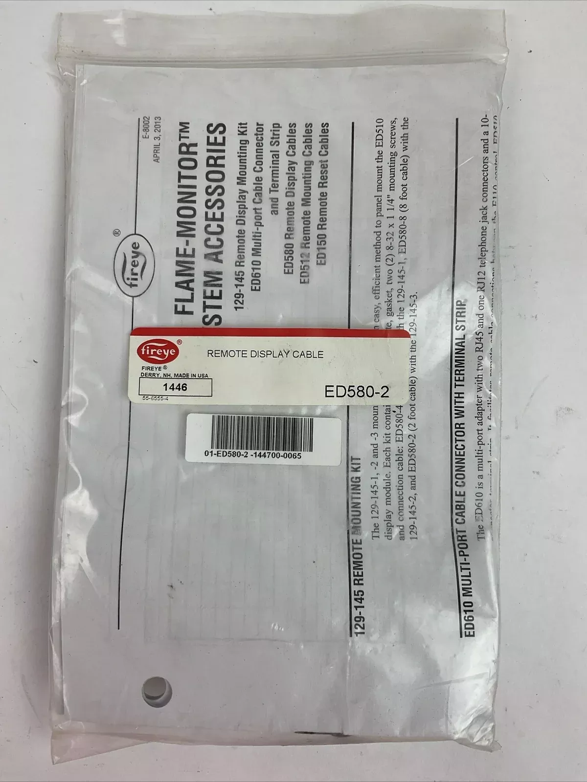 FIREYE ED580-2 REMOTE DISPLAY CABLE