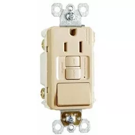 GFCI Receptacle/Single-Pole Switch, 15A, Ivory