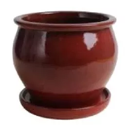 glazed-ceramic-studio-pot-red-8-in Glazed Ceramic Studio Pot, Red, 8-In.