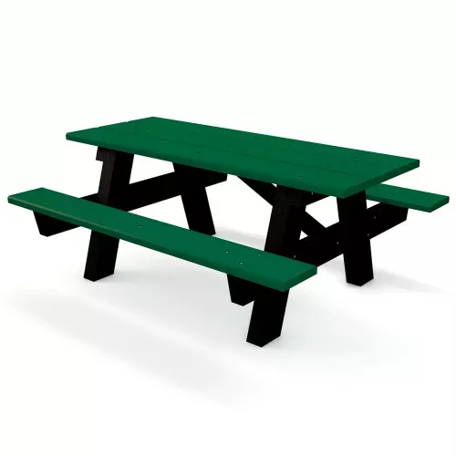 global-industrial-6-frame-rectangular-picnic-table-recycled-plastic-green Global Industrial 6' A Frame Rectangular Picnic Table, Recycled Plastic, Green