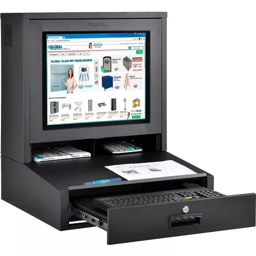 global-industrial-countertop-lcd-computer-cabinet-black Global Industrial Countertop LCD Computer Cabinet, Black