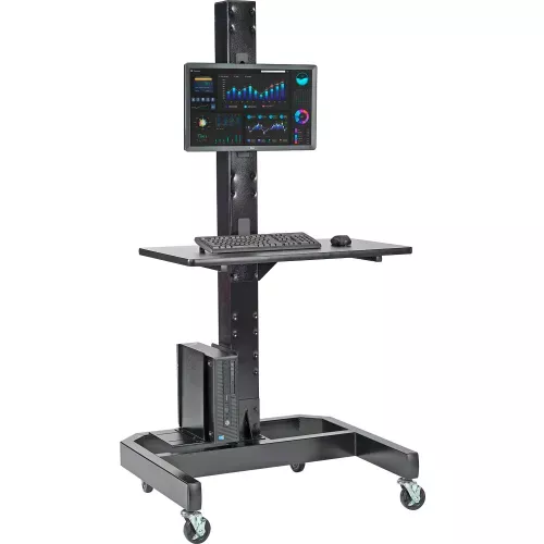global-industrial-orbit-mobile-computer-cart-with-vesa-mount-black Global Industrial™ Orbit Mobile Computer Cart with VESA Mount, Black