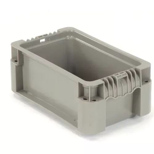 global-industrial-stackable-straight-wall-container-solid-12-l-x-7-3-8-w-x-5-h-g Global Industrial Stackable Straight Wall Container, Solid, 12"L x 7-3/8"W x 5"H, Gray