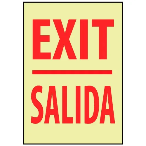 glow-sign-rigid-plastic-exit-salida-bilingual Glow Sign Rigid Plastic - Exit/Salida Bilingual