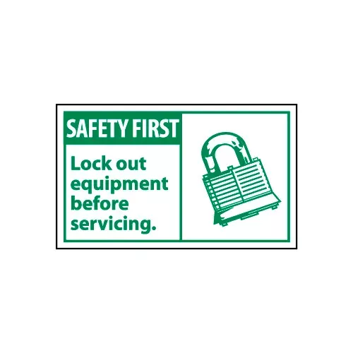 graphic-machine-labels-safety-first-lockout-equipment-before-servicing Graphic Machine Labels - Safety First Lockout Equipment Before Servicing