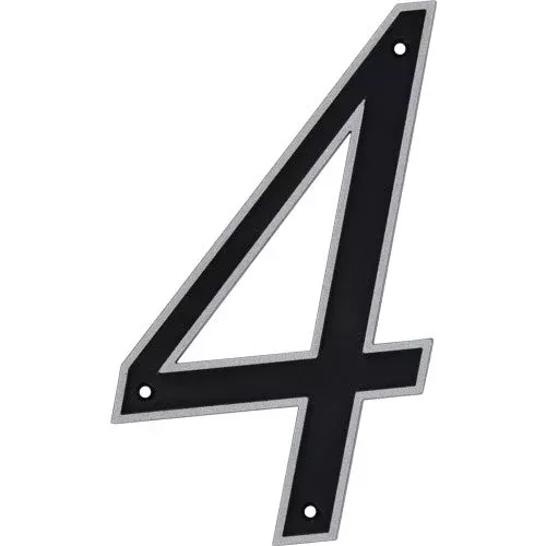 hillman-black-silver-reflective-plastic-house-number-4 Hillman Black & Silver Reflective Plastic House Number 4