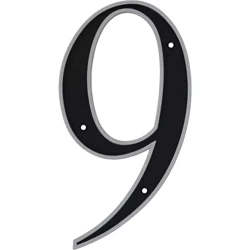 hillman-black-silver-reflective-plastic-house-number-9 Hillman Black & Silver Reflective Plastic House Number 9