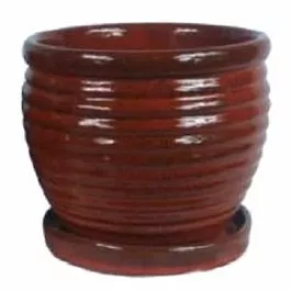 Honey Jar Planter, Red Ceramic, 6-In.