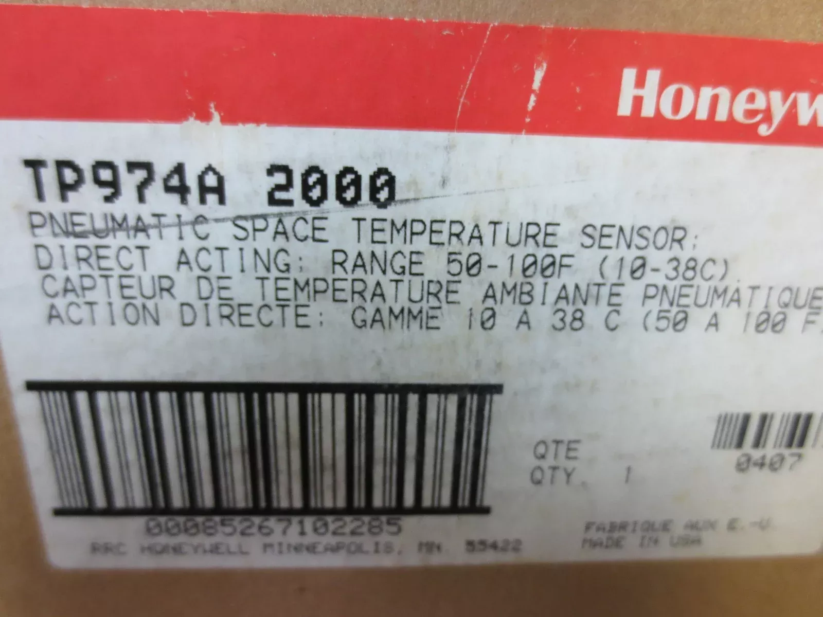honeywell-tp974a-2000-pneumatic-space-temperature-sensor-50-100-f-new-surplus HONEYWELL TP974A 2000 PNEUMATIC SPACE TEMPERATURE SENSOR 50-100_F - NEW SURPLUS