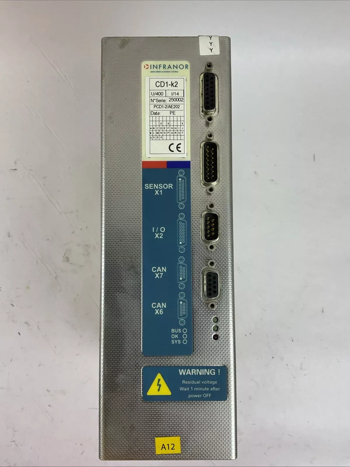 INFRANOR CD1-K2 PCD1-2/AE202 SERVO DRIVE CD1-K2-400/14