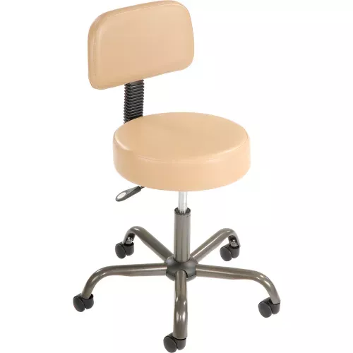 interion-antimicrobial-medical-stool-with-backrest-vinyl-beige Interion AntiMicrobial Medical Stool with Backrest - Vinyl - Beige