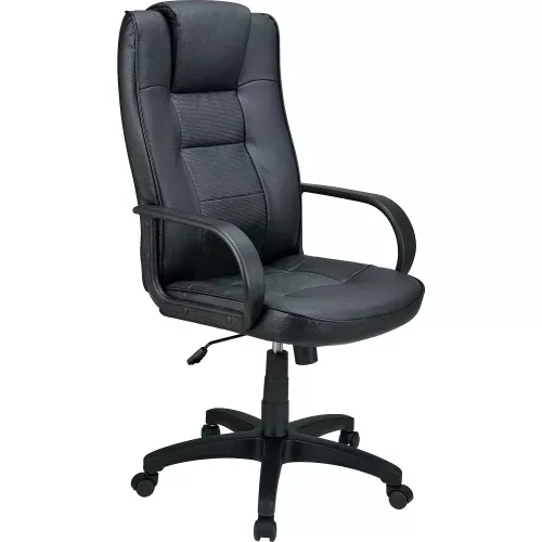 interion-executive-chair-with-headrest-high-back-fixed-arms-leather-black Interion Executive Chair With Headrest, High Back & Fixed Arms, Leather, Black